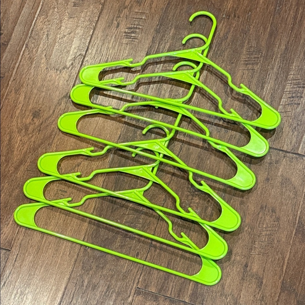 Set of 12 Neon Green Plastic Hangers